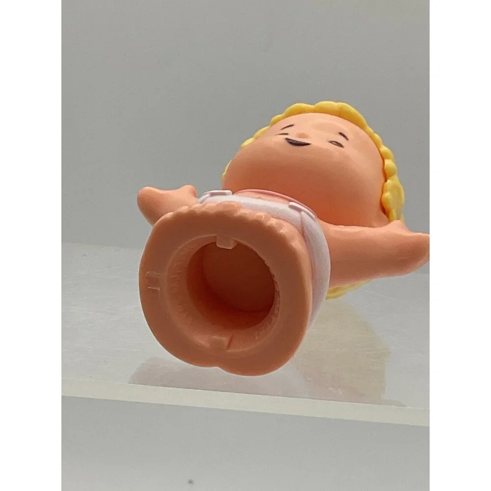 Fisher-Price Little People Baby Girl figure blonde pigtails pink bib with a star